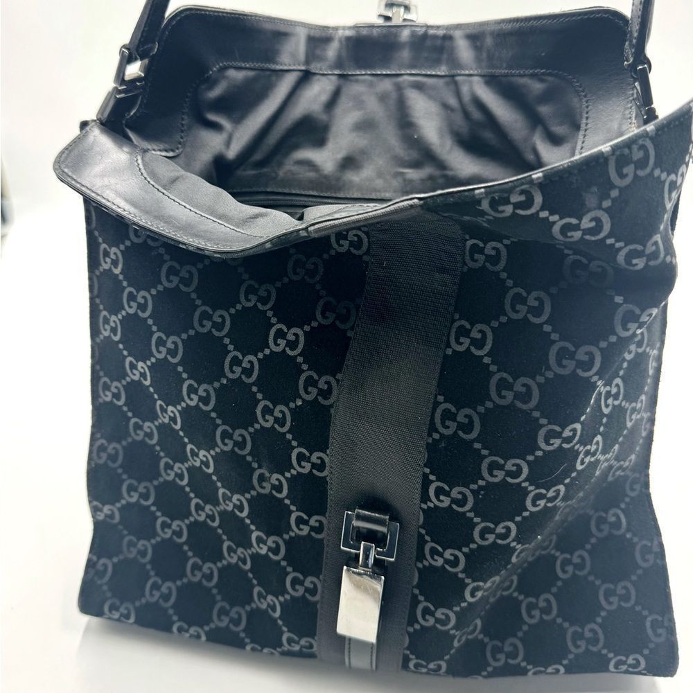 Auth Gucci Black Guccisima Suede Shoulder Bag - Picture 12 of 16